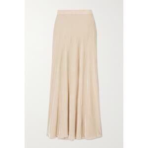 Net Sustain 'Bianca' Tan Viscose Velvet Maxi Skirt Size 4